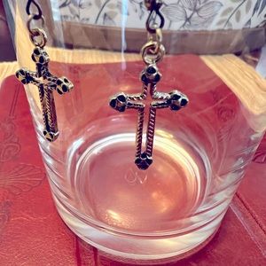 NWOT - ANTIQUE GOLD OPEN CROSS DANGLE EARRINGS.  🌟Homemade So No Tag🌟